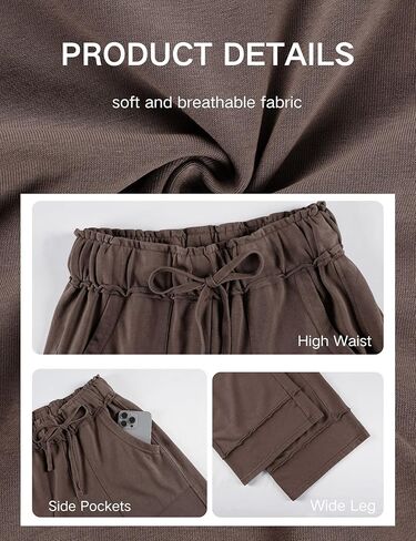 Athlisan Womens Casual Wide Leg Sweatpants Acid Wash Elastic Waisted Palazzo Pants Trousers with Pockets in Saudi Arabia