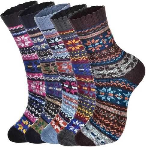 5 Pack Crew Socks Knitted Comfortable Soft Hiking Sports Tube Socks Gifts in Saudi Arabia