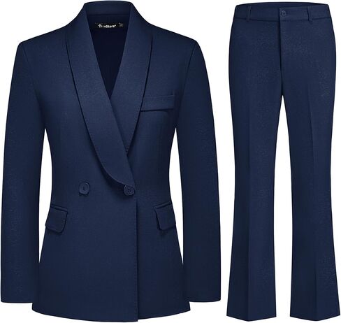 Women's Business Suit 2 Piece Set Shawl Sollar Blazer Bootcut Pants Suits for Women in Saudi Arabia