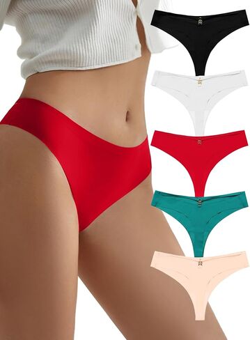 5 Pack Womens Seamless Underwear Sexy Panties Hipster G-String Thongs Bikini Stretch Low Rise T-back Tangas in Saudi Arabia
