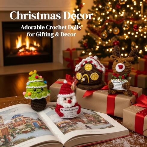 Handmade Christmas Emotional Support Crochet Gifts – 5PCS Positive Crochet Animals Set with Positive Card - Fun Inspirational Relaxation Gifts for women, Men, Mom, Dad, Teacher, Friend, & Coworker in Saudi Arabia
