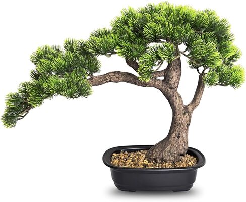 Artificial Bonsai Plant, Large Faux Juniper Plants 20 inch, Faux Potted Pine Plants Indoor Decor for Office Desk Home Table, Greenery Desktop Bonsai Tree for Room Decorations, Tall 20" in Saudi Arabia