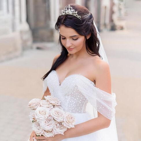 AUZUO Princess Crown Tiara, Crystal Tiaras for Women Pageant Crown Rhinestone Headband Silver Crystal Tiara Hair Accessories for Women Birthday Wedding Halloween Party Christmas Gifts in Saudi Arabia