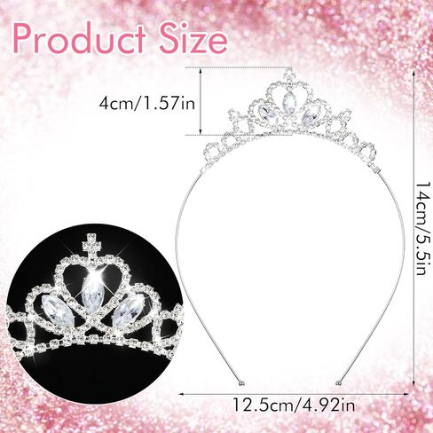 AUZUO Princess Crown Tiara, Crystal Tiaras for Women Pageant Crown Rhinestone Headband Silver Crystal Tiara Hair Accessories for Women Birthday Wedding Halloween Party Christmas Gifts in Saudi Arabia