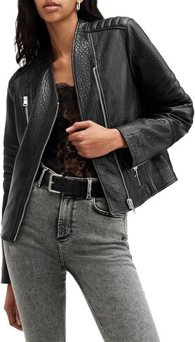 AllSaints Womens Cawley Leather Biker Jacket in Saudi Arabia