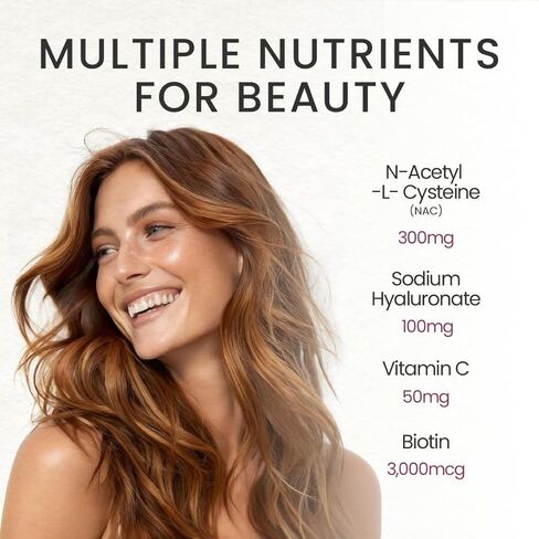 Women's Skin & Beauty Complex | Skin Brightening, Hair, Skin & Nails Health, Cellular Health, Antioxidant Support | Vegan, Non-GMO, Made in USA, 90 Servings in Saudi Arabia