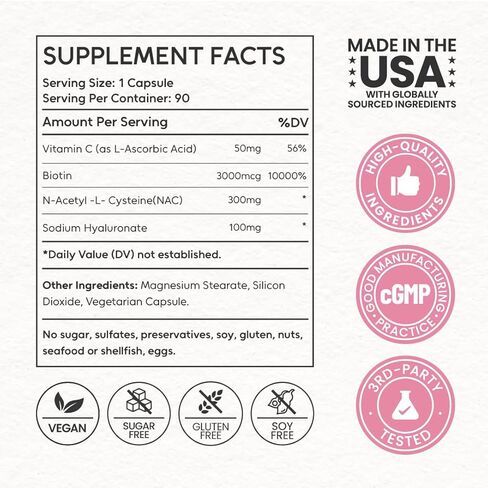 Women's Skin & Beauty Complex | Skin Brightening, Hair, Skin & Nails Health, Cellular Health, Antioxidant Support | Vegan, Non-GMO, Made in USA, 90 Servings in Saudi Arabia