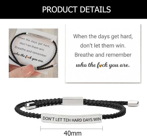 Adjustable Braided Tube Bracelet, Engraved Inspirational Message, Stainless Steel Unisex Jewelry in Saudi Arabia