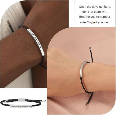 Adjustable Braided Tube Bracelet, Engraved Inspirational Message, Stainless Steel Unisex Jewelry in Saudi Arabia