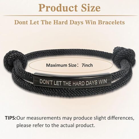 Dont Let The Hard Days Win Bracelet, Motivational Bracelet For Women Men, Adjustable Handmade Bradied String Inspirational Gifts in Saudi Arabia