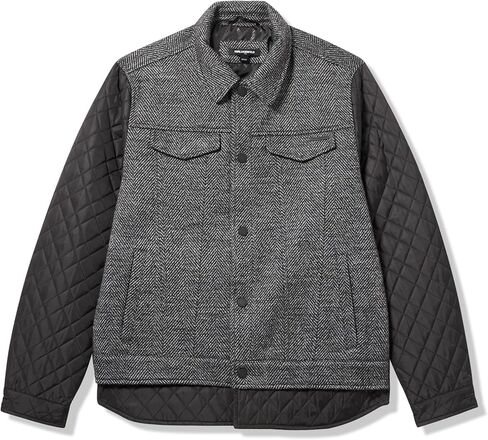 KARL LAGERFELD mens Collared Pockets Mixed Media Quilted Jacket in Saudi Arabia