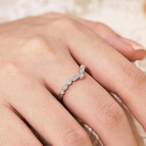 Moissanite Curved Wedding Bands For Women D Color VVS1 Clarity Stackable Rings 925 Sterling Silver Sz 5-10 in Saudi Arabia