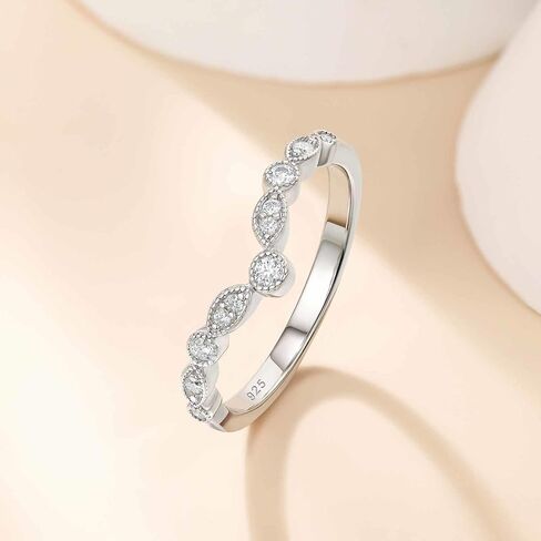 Moissanite Curved Wedding Bands For Women D Color VVS1 Clarity Stackable Rings 925 Sterling Silver Sz 5-10 in Saudi Arabia