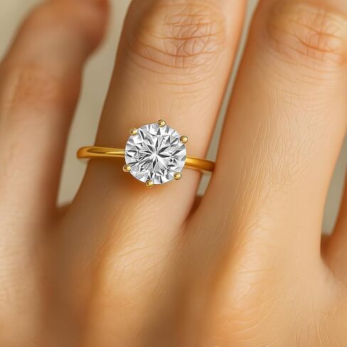 خاتم The Treasure Lab Grown Diamond Solitaire 1-2 قيراط - لون D-E، وضوح VVS - معتمد من IGI - خاتم خطوبة أو زفاف مكون من 6 شقوق للنساء in Saudi Arabia