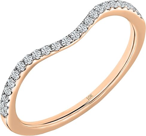 Dazzlingrock Collection 0.30 Cttw Round White Cubic Zirconia Contour Anniversray Wedding Band for Women in 10K Solid Gold in Saudi Arabia