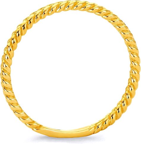 مركز المجوهرات العالمي 14k الذهب الأصفر الصلبة للسيدات 2 مم شكل مضفر تكويم الزفاف الذكرى خاتم الوعد الفرقة in Saudi Arabia
