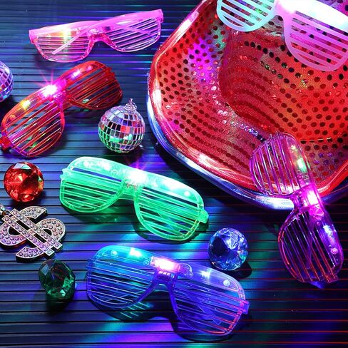 Maitys 12 قطعة قبعة راعية البقر الفضائية ونظارات LED مجموعة تتوهج في الظلام LED قبعة رعاة البقر مصراع ظلال تضيء النظارات للنساء والرجال لوازم حفلات أعياد الميلاد، ألوان متنوعة in Saudi Arabia