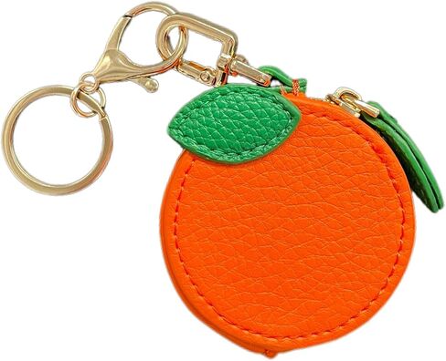 Cute Lemon Fruit Coin Purse Keychain – Mini PU Leather Zipper Pouch Bag Charm with Leaf Accent & Pendant, Kawaii Y2K Purse Charm for Backpack, Handbag & AirTag Holder for Women & Girls in Saudi Arabia
