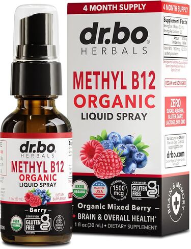 Vitamin B12 Liquid Spray Drops - Organic Liquid B12 Vitamins for Women, Men, Kids & Energy, Vegan Sublingual Methyl B 12 Spray Supplement - Organic Pure Methylcobalamin Vit B 12 Drops Vitamins 1 Fl Oz in Saudi Arabia