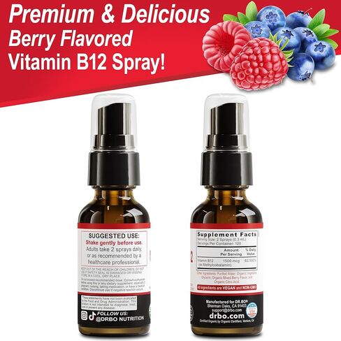 Vitamin B12 Liquid Spray Drops - Organic Liquid B12 Vitamins for Women, Men, Kids & Energy, Vegan Sublingual Methyl B 12 Spray Supplement - Organic Pure Methylcobalamin Vit B 12 Drops Vitamins 1 Fl Oz in Saudi Arabia