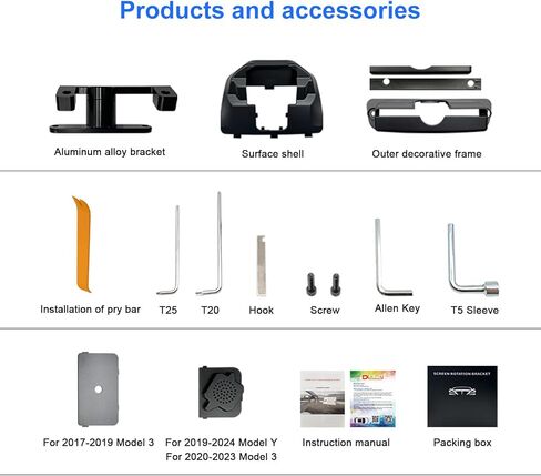 KSPIV Tesla Screen Rotating Holder for Model 3Model Y 2017-2022 Center Panel Adjustment Bracket GPS Navigation Center Console Vehicle Swivel Mount with Four Directions in Kuwait