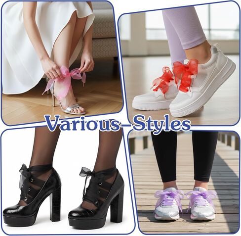 12 Pairs Lace Shoelaces, Chiffon Yarn Ribbon Shoe Laces for DIY Project, 12 Colors Shoe Strings for Sneakers, 120 x 4 cm Fashion Satin Sneaker Laces for Women Ladies Girls in Saudi Arabia