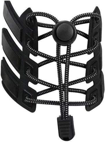 No-Tie Elastic Shoe Strings, Locking Mechanism & Speed Lacing, Black, 1 Pair in Saudi Arabia