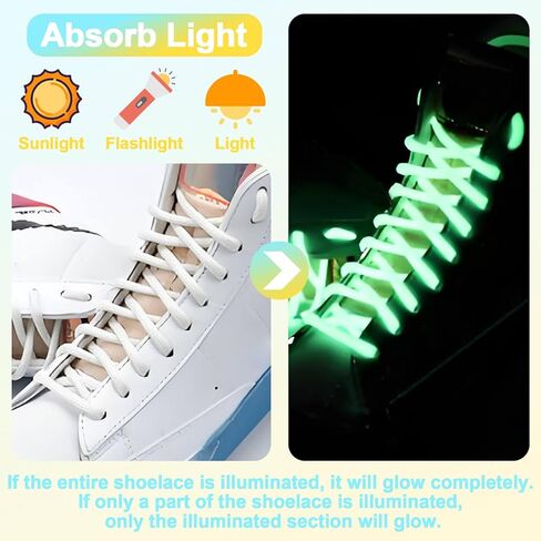 YJRVFINE Luminous Shoe Laces for Sneakers: 2 Pairs Round Glow in the Dark Shoelaces in Saudi Arabia
