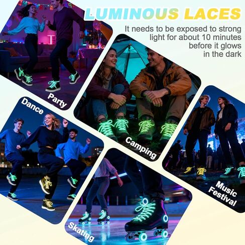 YJRVFINE Luminous Shoe Laces for Sneakers: 2 Pairs Round Glow in the Dark Shoelaces in Saudi Arabia