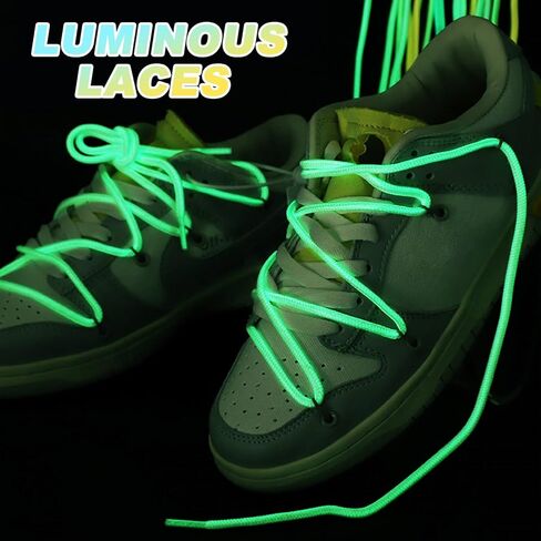 YJRVFINE Luminous Shoe Laces for Sneakers: 2 Pairs Round Glow in the Dark Shoelaces in Saudi Arabia