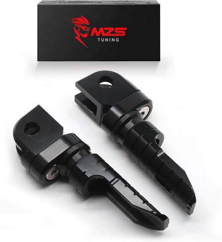 MZS Motorcycle Foot Pegs, Aluminum Passenger Footpeg Rear Footrest Rest Pedal Adjustbale Black Compatible with Z400 Z650 Z900 Z1000 Z1000SX ZX6R ZX10R ZX14R Concours EX 250 300 400 650 in Kuwait