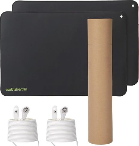 Grounding Mat for Feet, Grounding Mat Improve Sleep, Relieve Pain, Conductive Mat for Magnetic Therapy, Earth Connected Pad for Home, Office and Work 2 Pack(Black 16"x24") in Saudi Arabia