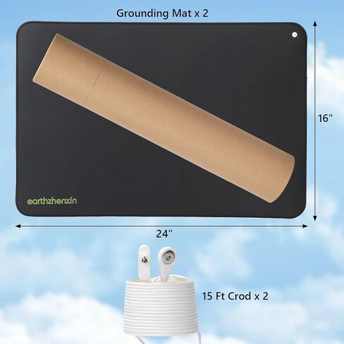 Grounding Mat for Feet, Grounding Mat Improve Sleep, Relieve Pain, Conductive Mat for Magnetic Therapy, Earth Connected Pad for Home, Office and Work 2 Pack(Black 16"x24") in Saudi Arabia