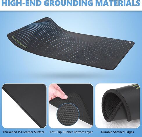 Grounding Mat for Feet, Grounding Mat Improve Sleep, Relieve Pain, Conductive Mat for Magnetic Therapy, Earth Connected Pad for Home, Office and Work 2 Pack(Black 16"x24") in Saudi Arabia