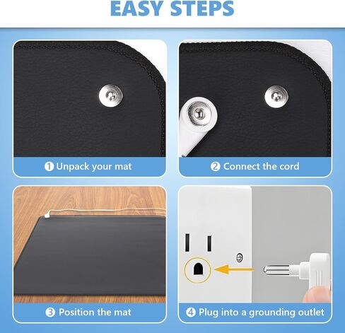 Grounding Mat for Feet, Grounding Mat Improve Sleep, Relieve Pain, Conductive Mat for Magnetic Therapy, Earth Connected Pad for Home, Office and Work 2 Pack(Black 16"x24") in Saudi Arabia