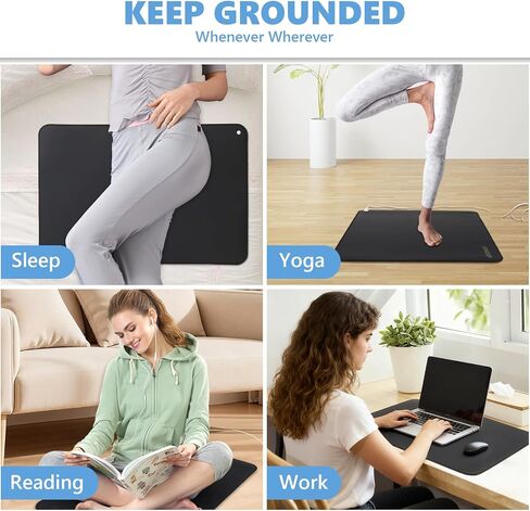 Grounding Mat for Feet, Grounding Mat Improve Sleep, Relieve Pain, Conductive Mat for Magnetic Therapy, Earth Connected Pad for Home, Office and Work 2 Pack(Black 16"x24") in Saudi Arabia