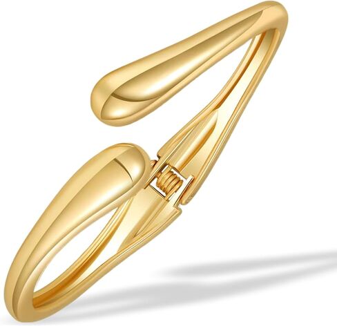 سوار ذهبي مكتنز للنساء قابل للتعديل بتصميم الكفة الملتوية المقاومة للتلطيخ وقابلة للتكديس هدية مجوهرات in Saudi Arabia