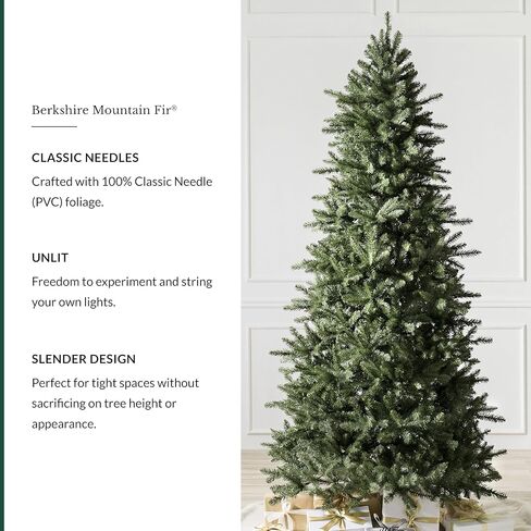 Balsam Hill 6.5ft Berkshire Mountain Fir - شجرة عيد الميلاد الاصطناعية الرفيعة غير المضاءة وحامل ممتاز للمساحات المتوسطة in Saudi Arabia