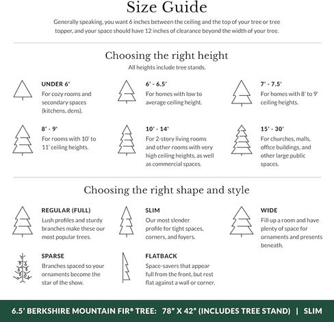 Balsam Hill 6.5ft Berkshire Mountain Fir - شجرة عيد الميلاد الاصطناعية الرفيعة غير المضاءة وحامل ممتاز للمساحات المتوسطة in Saudi Arabia