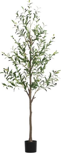 7FT Artificial Olive Tree, Faux Indoor Olive White-Potted Plants, Fake Realistic Decor Tree with Natural Trunk and Lifelike Fruits for Apartment, Living Room, Bedroom, Office(1, 7FT) in Saudi Arabia