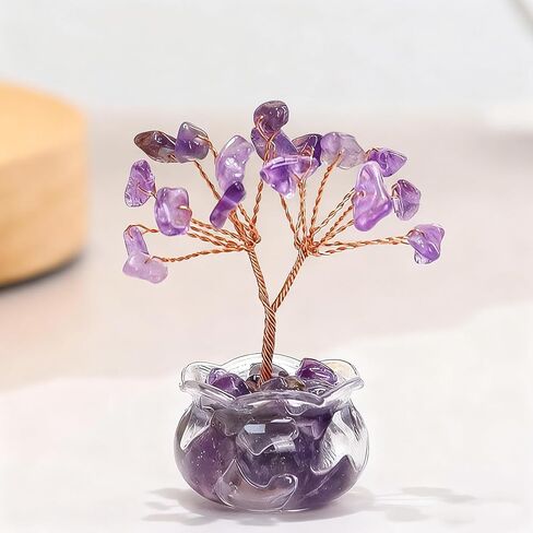 Crystal Tree of Life, Healing Crystal Tree, Birthday Gifts for Women, Handmade Decor for Positive Energy, Suitable for Room Decor and Office Desk, for Friends, Purple in Saudi Arabia