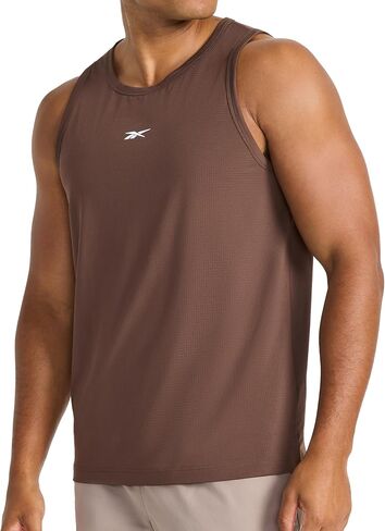 قميص بدون أكمام للرجال من Reebok Triathlon برقبة واسعة، مقاس قياسي، نسيج جيرسي قطني وبوليستر خفيف الوزن in Saudi Arabia