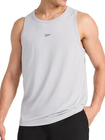 قميص بدون أكمام للرجال من Reebok Triathlon برقبة واسعة، مقاس قياسي، نسيج جيرسي قطني وبوليستر خفيف الوزن in Saudi Arabia