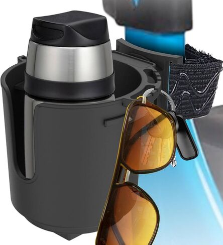 Wheelchair Cup Holder with Multi-Angle Adjustment and Multi-Function Bracket, Designed Cup Holder for Bottle with Handle, Cup Holder for Rollator, Stroller, Camper, Golf cart (Black, Large) in Kuwait