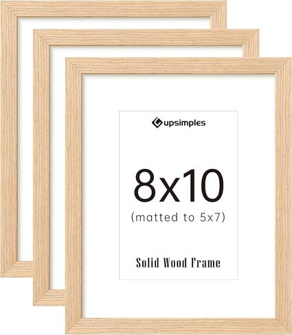 مجموعة إطارات upsimples مقاس 16 × 20 مكونة من 3، إطارات صور خشبية صلبة طبيعية، عرض مقاس 11 × 14 مع حصيرة أو 16 × 20 بدون تعليق على الحائط عموديًا أو أفقيًا in Kuwait