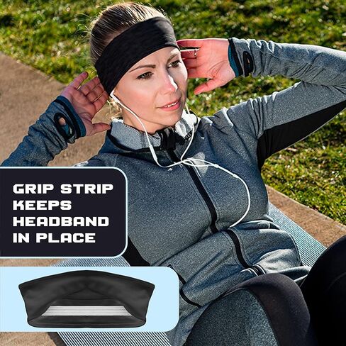Running Headbands for Men, Women, Athletic Moisture Wicking Sports Headband, Sweatbands for Basketball, Yoga, Exercise, Workout, Quick Drying and Non-Slip Workout Stretchy Hairband Black 3-Piece Set in Saudi Arabia