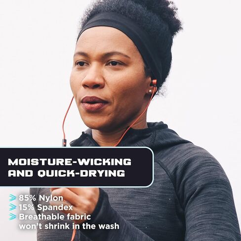 Running Headbands for Men, Women, Athletic Moisture Wicking Sports Headband, Sweatbands for Basketball, Yoga, Exercise, Workout, Quick Drying and Non-Slip Workout Stretchy Hairband Black 3-Piece Set in Saudi Arabia