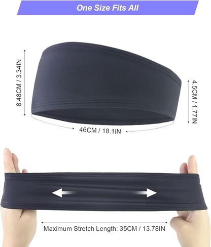 Running Headbands for Men, Women, Athletic Moisture Wicking Sports Headband, Sweatbands for Basketball, Yoga, Exercise, Workout, Quick Drying and Non-Slip Workout Stretchy Hairband Black 3-Piece Set in Saudi Arabia