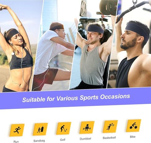 Running Headbands for Men, Women, Athletic Moisture Wicking Sports Headband, Sweatbands for Basketball, Yoga, Exercise, Workout, Quick Drying and Non-Slip Workout Stretchy Hairband Black 3-Piece Set in Saudi Arabia