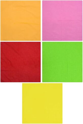 5Pcs Solid Color Square Cotton Bandanas Non Slip Sweat-Wicking Headbands Unisex Multifunctional Headbands Scarf Sports Workout Turban Handkerchiefs Neckerchief for Women Men 5 Colors in Kuwait